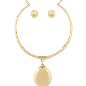 Geometric Teardrop Pendant Wire Choker Set